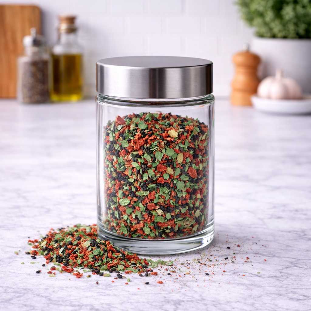 Pomidor z czarnuszką i czosnkiem niedźwiedzim w słoiku